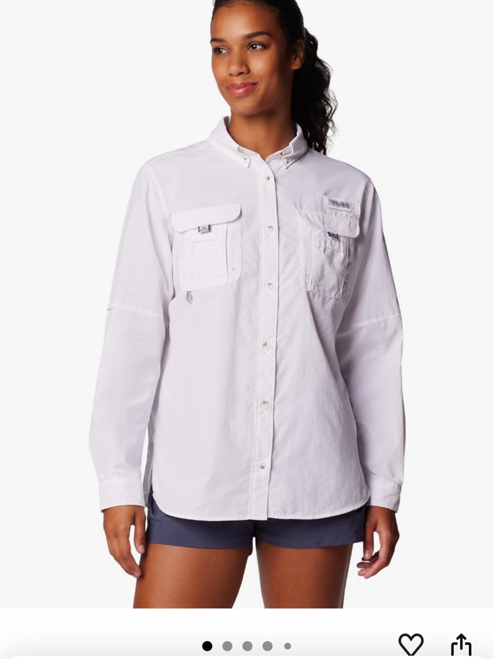 Columbia unisex Long-Sleeve White Button-Front Outdoor Shirt
